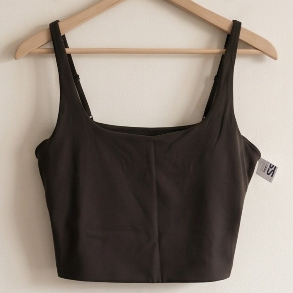 Athleta M Recharge Crop Top Brown Womens Medium Activewear Tank NEW